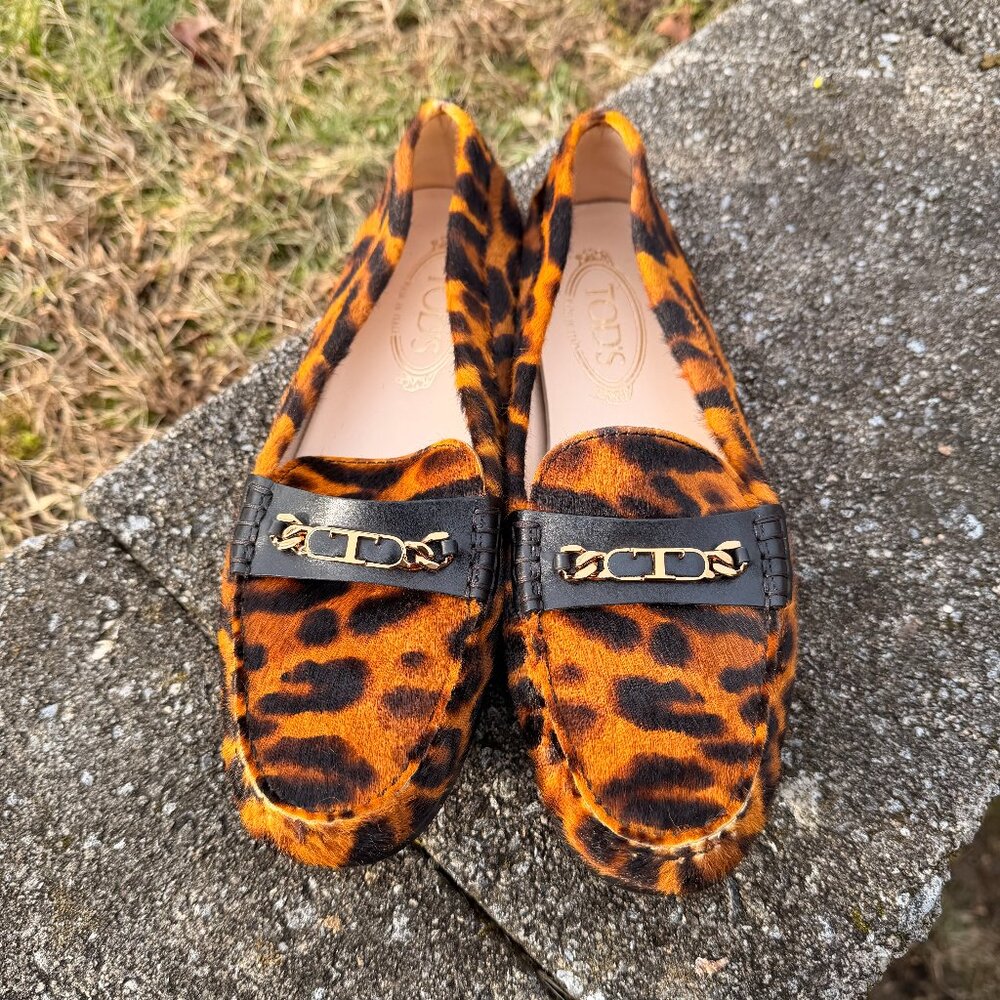 Vintage Animal Print Leopard Hair Calf Loafers Classic Preppy - Picture 2 of 9